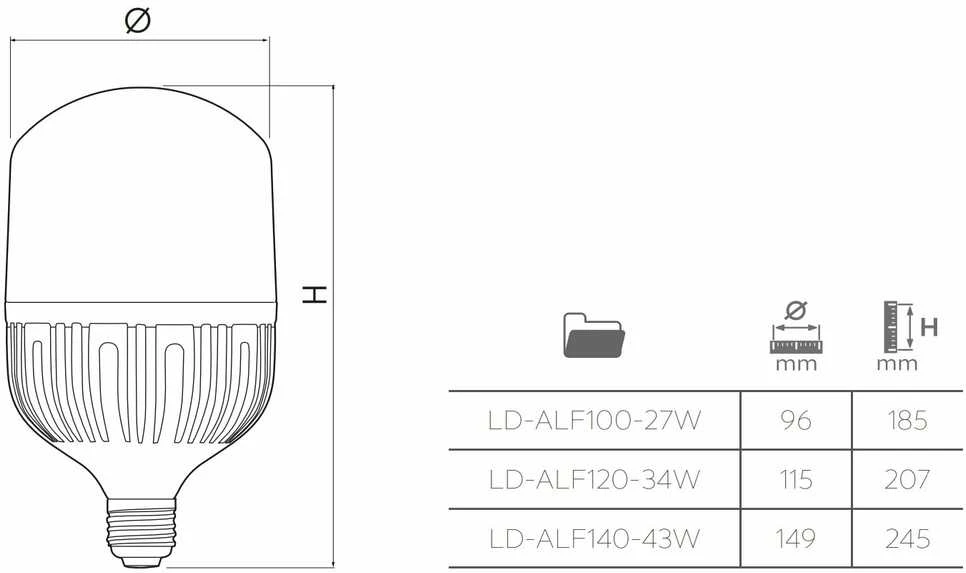 LED lemputė F100, 27W, 2900lm, E27, 4000K, LD-ALF100-27W, GTV