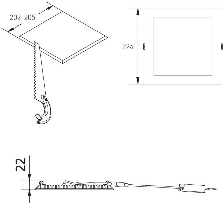 GTV LED šviestuvas MATIS PLUS, 19W, 1520lm, AC220-240V, 50/60Hz, 120°, 3000K, įleidžiamas, bal