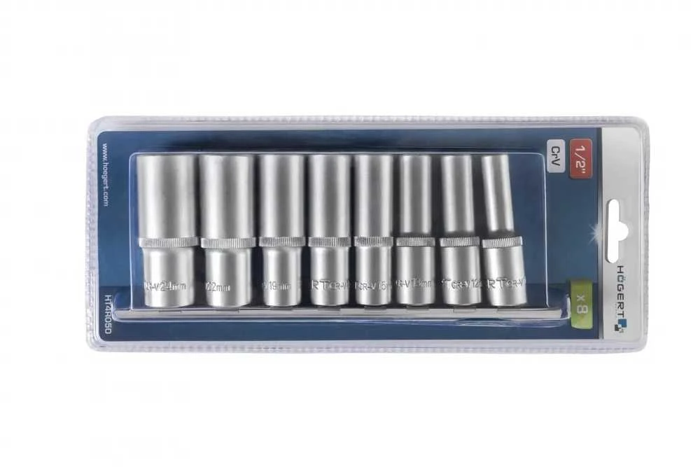 Hogert 1/2" long hex socket wrench set, 8 pcs.