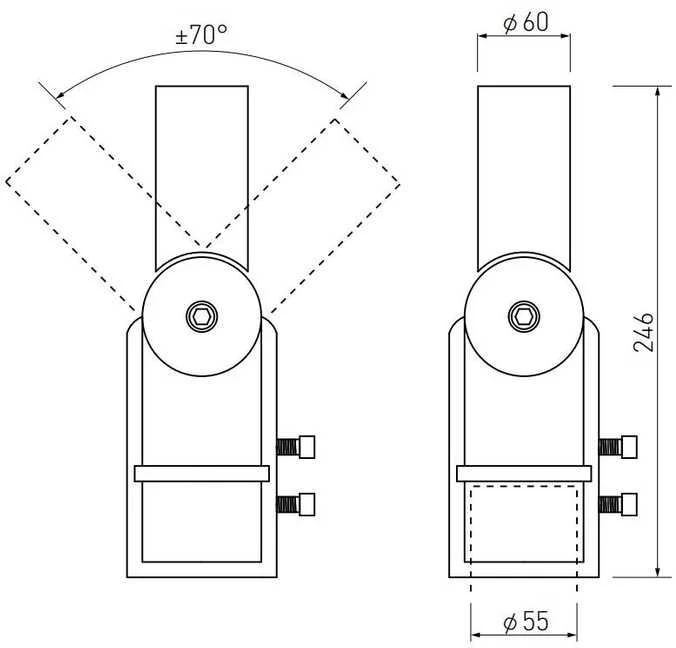 Reguliuojamo kampo adapteris gatvės šviestuvams SA2 GTV 60mm
