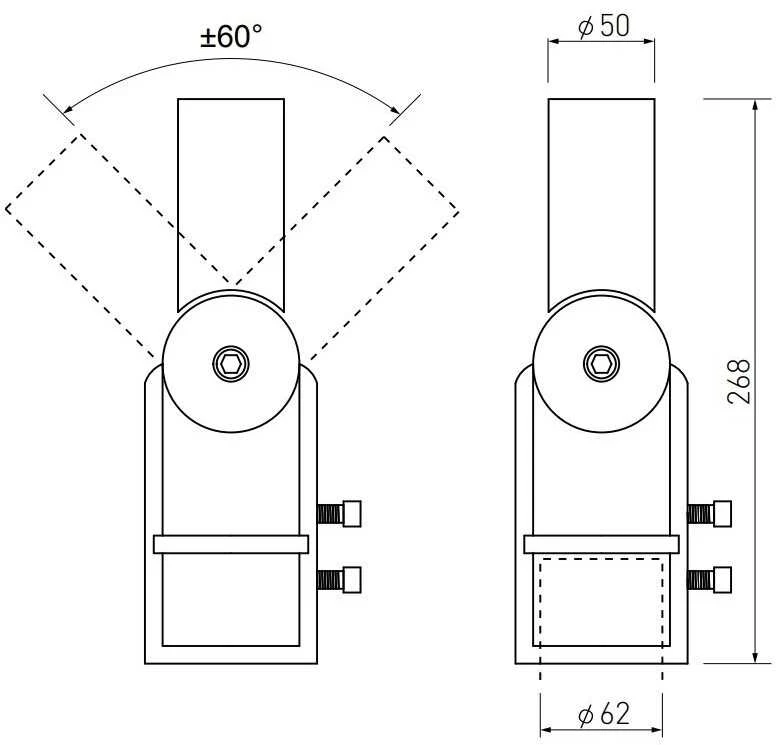 Reguliuojamo kampo adapteris gatvės šviestuvams SA1 GTV 50mm