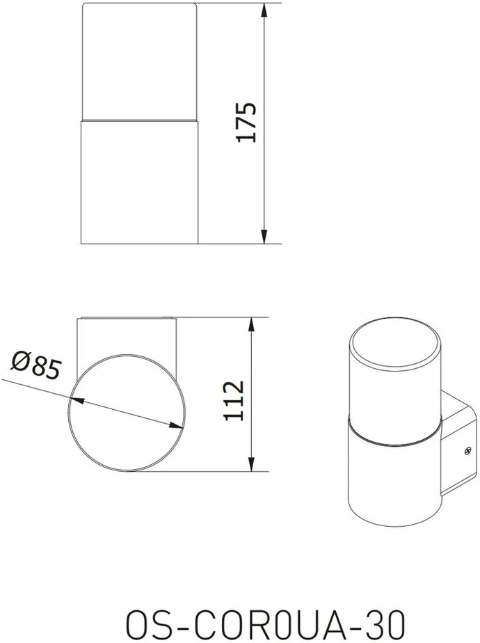 GTV Sodo šviestuvas CORTA-AU,E27,MAX.25W,IP44,AC220-240V,50-60Hz,viršutinė tiesi sieninė lempa