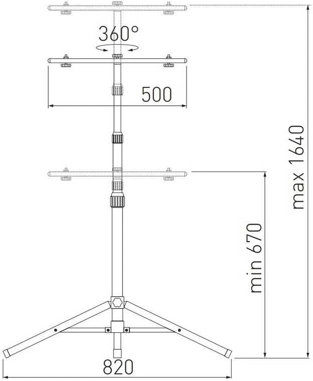 GTV Stovas halogeniniams šviestuvams, dvigubas, 2x500W