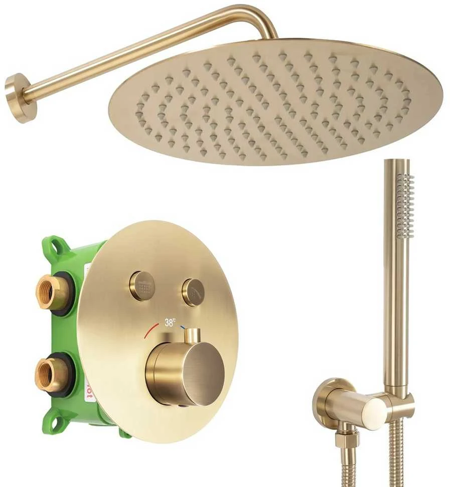Dušo maišytuvas REA LUNGO MILER new BRUSHED GOLD Termostat