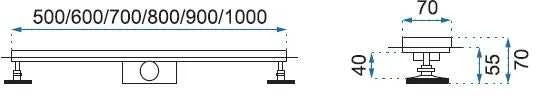 Latakas PRO Drain 360 2in1 Sausas su įklijuojama plytele 60 cm