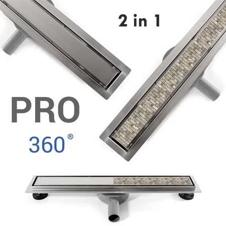 Latakas PRO Drain 360 2in1 Sausas su įklijuojama plytele 60 cm