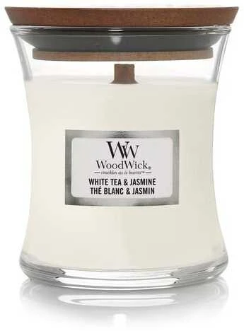 WoodWick Aromatinė žvakė (White Tea & Jasmine), 85 g