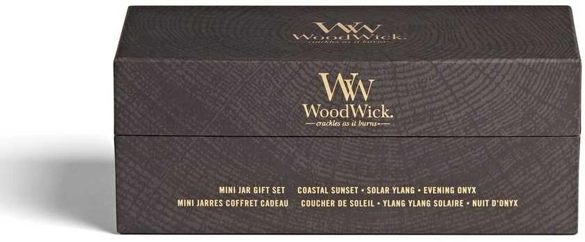 WoodWick Aromatinių žvakių rinkinys (Evening Onyx, Solar Ylang, Coastal Sunset), 3 x 85 g