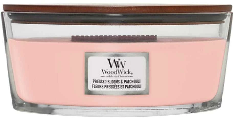 WoodWick Aromatinė žvakė (Pressed Blooms & Patchouli), 453,6 g