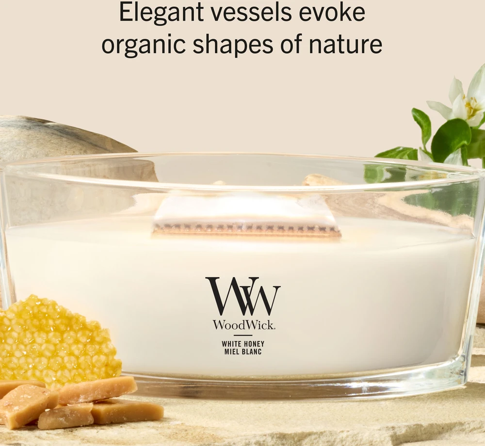 WoodWick Aromatinė žvakė (White Honey), 453,6 g