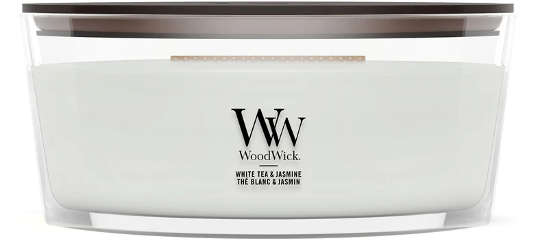 WoodWick Aromatinė žvakė (White Tea & Jasmine), 453,6 g