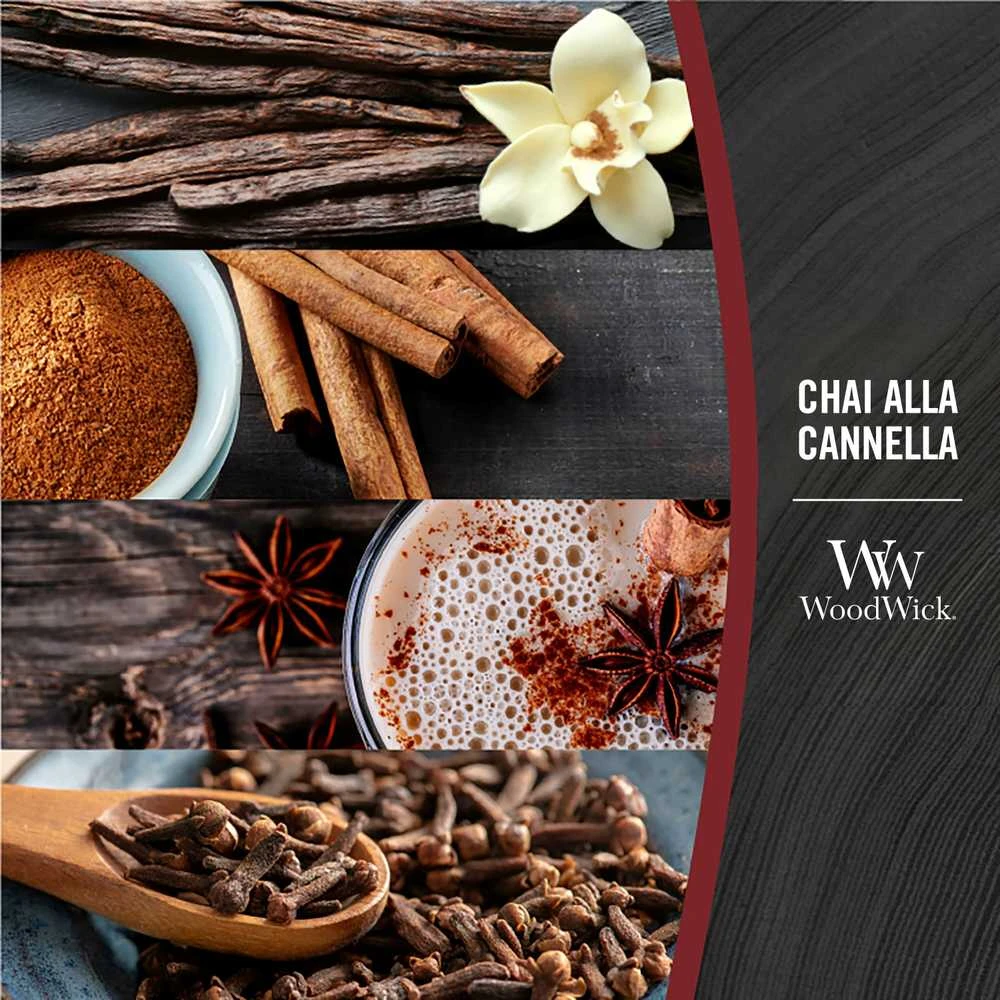 WoodWick Aromatinė žvakė (Cinnamon Chai), 85 g