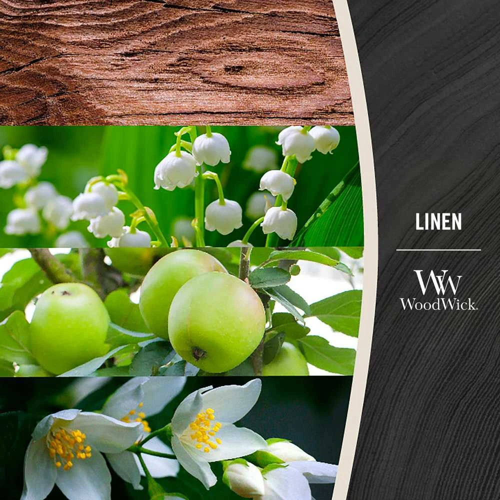 WoodWick Aromatinė žvakė (Linen), 85 g