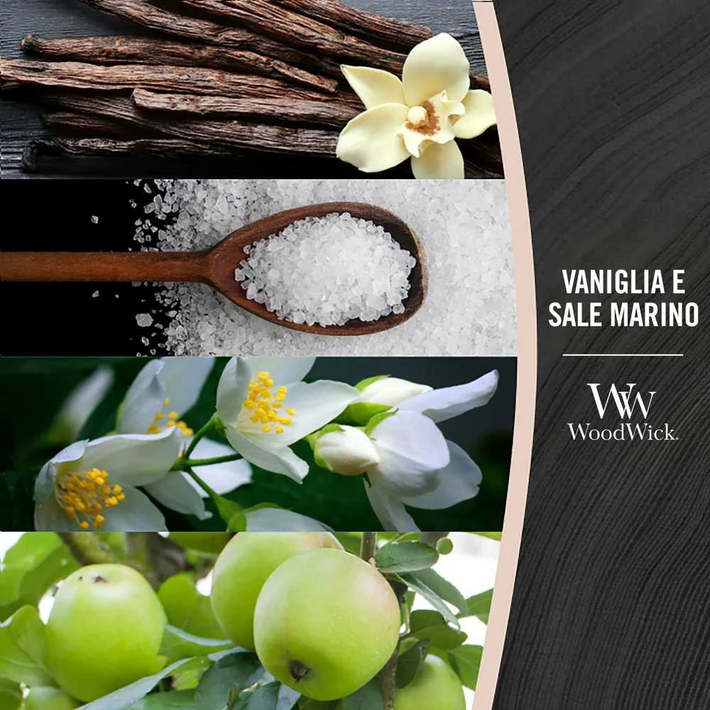 WoodWick Aromatinė žvakė (Vanilla & Sea Salt), 85 g
