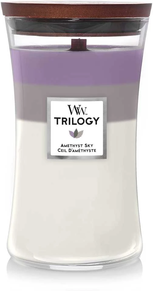Woodwick WW TRILOGIJA DIDELIS STIKLAINIS AMETISTAS DANGUS
