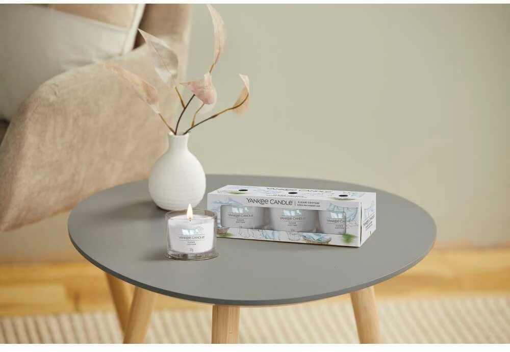 Yankee Candle Aromatinių žvakių rinkinys (Clean Cotton), 3 x 37 g
