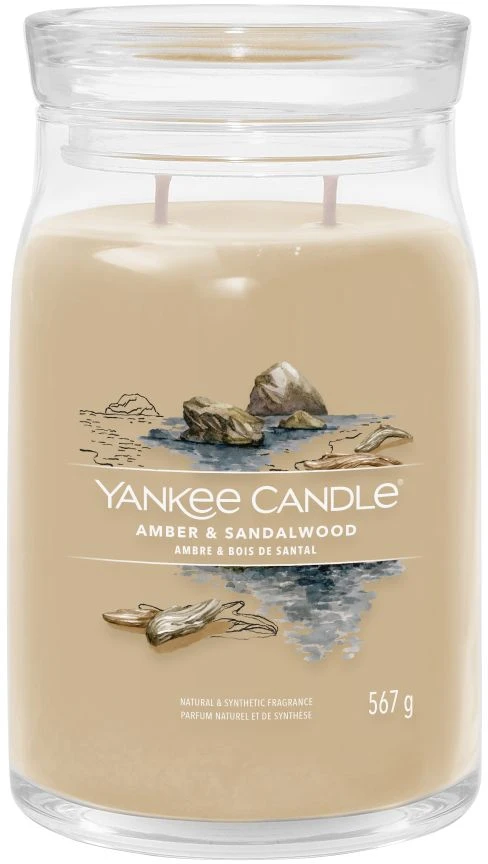 Yankee Candle Aromatinė žvakė Signature glass large Amber - Sandalwood 567 g