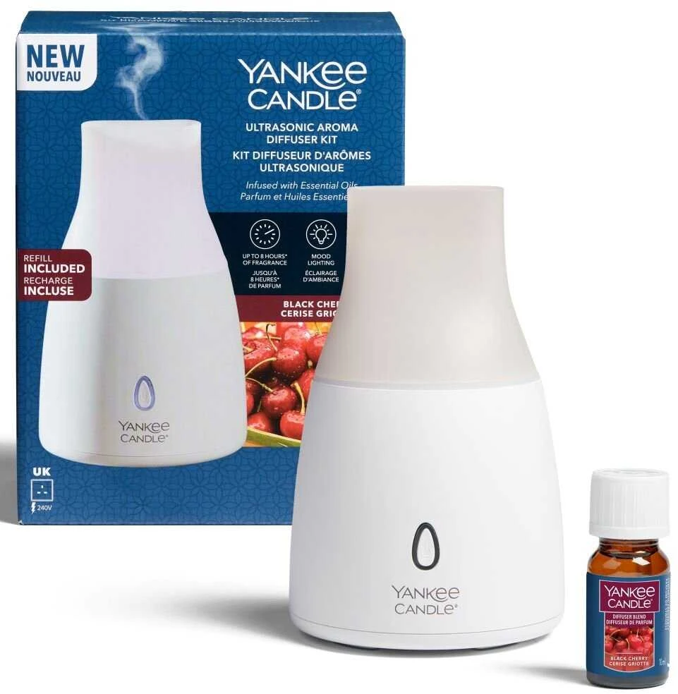 Yankee Candle Ultragarsinis difuzorius su juodųjų vyšnių aliejumi