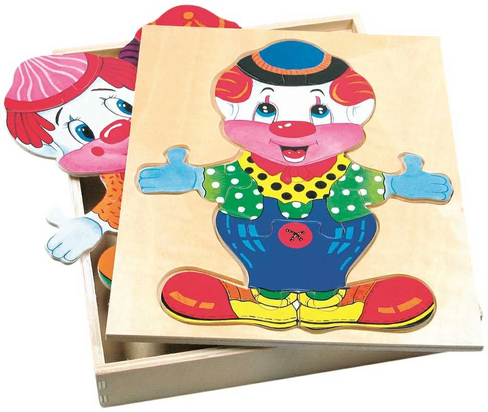 BINO Medinė dėlionė Aprenk linksmąjį klouną Fredą , 3+