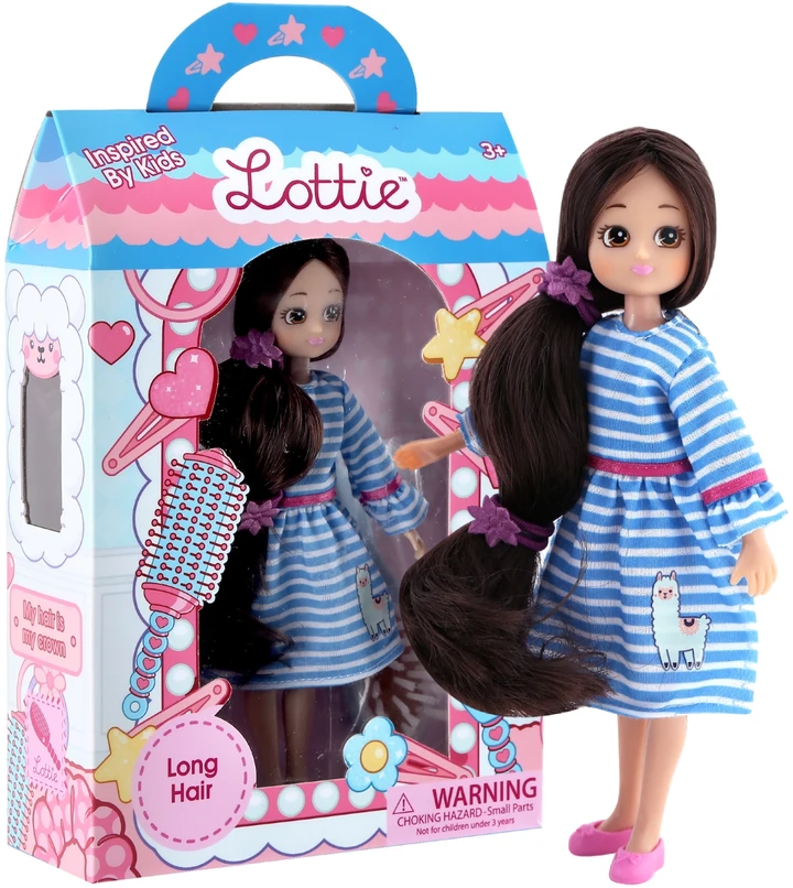 Lottie ilgaplaukė lėlė 18 cm su plaukų šepetėliu ir aksesuarais 3+
