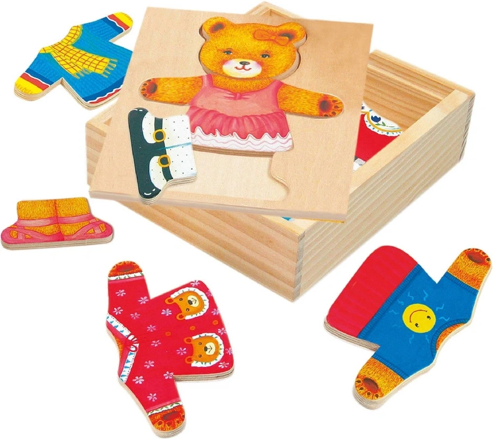 BINO Medinė dėlionė-žaidimas "Aprenk meškutę Bertą", 3+