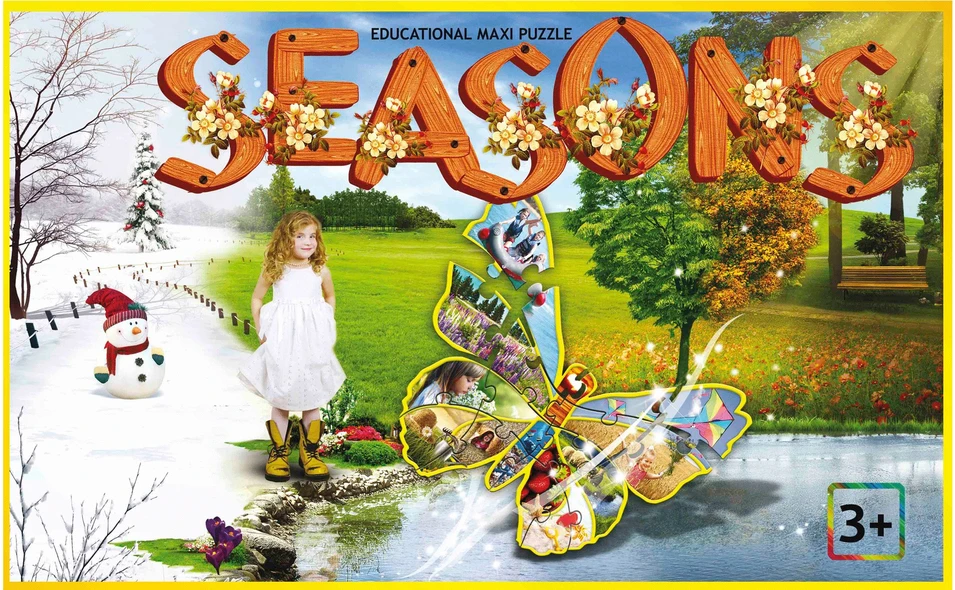PIO Lavinanti maxi dėlionė SEASONS (Anglų kalba), 3-6 metų vaikams