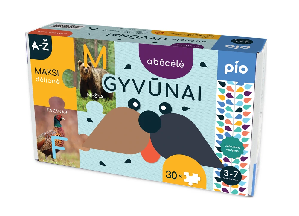 PIO Žaidimas dėlionė Abecėlė-Gyvūnai