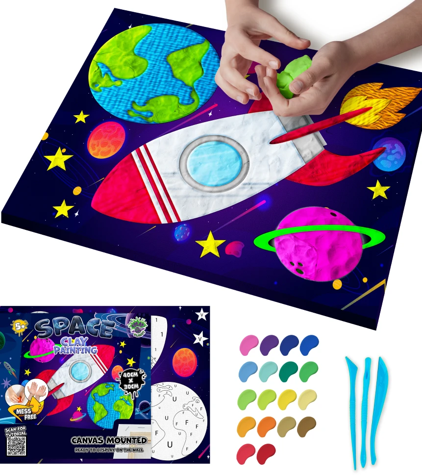 Splat Planet paveikslas iš modelino, Kosmosas 30x40cm