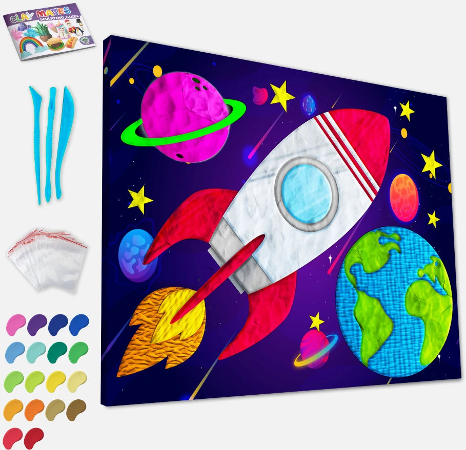 Splat Planet paveikslas iš modelino, Kosmosas 30x40cm