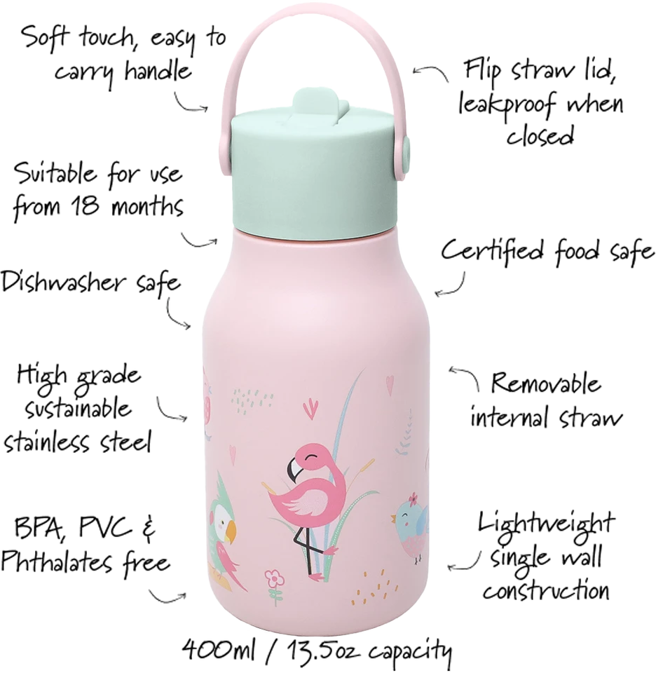 Lund Design Vaikiška gertuvė 400ml ir Pietų dėžutė 1200ml rinkinys vaikams Paukščiai