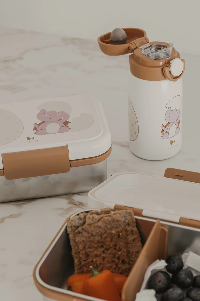 Luxkids Aps Vaikiška termo gertuvė FABELAB DINOLAND ROSE 320 ml