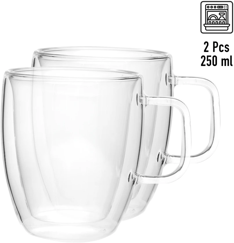 2 dvigubų sienelių stiklo puodelių rinkinys 250 ml, 9000, Kamille