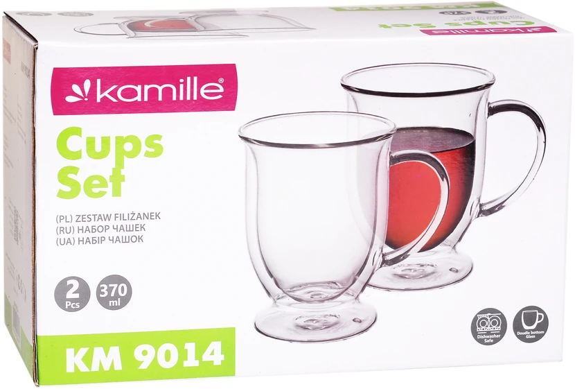 Kamille 2 dvigubas stiklinis komplektas puodeliai 370 ml 9014 9014