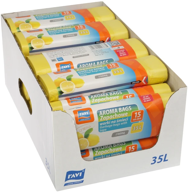 AROMA BAGS šiukšlių maišai 35 l, citrusų kvapo, 15 vnt., 20 x 5 x 5, 00763, Simple Solution