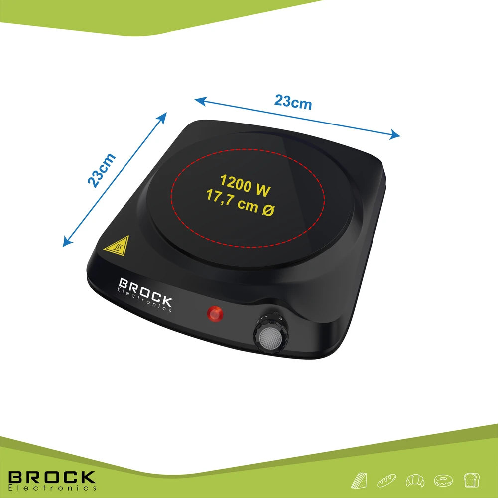 BROCK Infraraudonųjų spindulių kaitlentė. Viena zona. 1200W