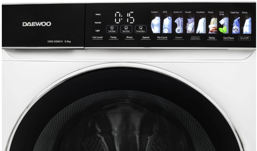 Daewoo DWD DS9014 skalbimo mašina, 9kg, inverterinis variklis, 1400 aps./min., 12 programų