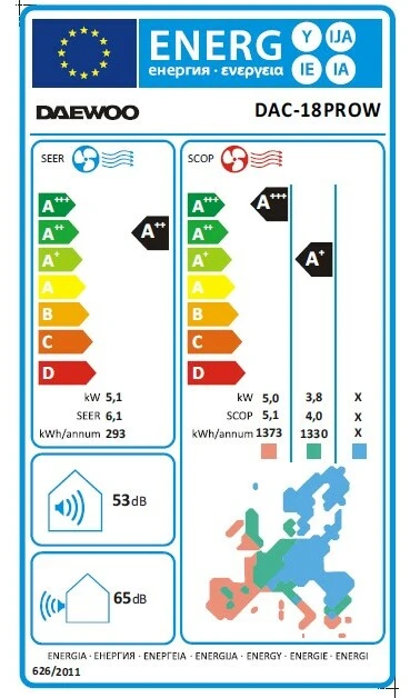 Daewoo“ oro kondicionierius DAC 18PROW, 18000 Btu, inverterinis, „Wi-Fi“ funkcija
