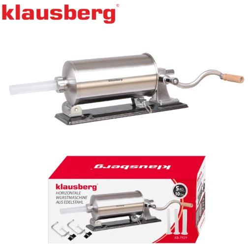 Virtuvinis kombainas Dešrų kimštuvas, 5kg talpos, horizontalus, nerūdijančio plieno, Klausberg, KB 7929