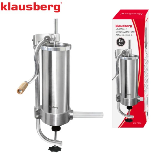 Virtuvinis kombainas Dešrų kimštuvas, talpa 3kg, vertikalus, nerūdijančio plieno, Klausberg, KB 7926