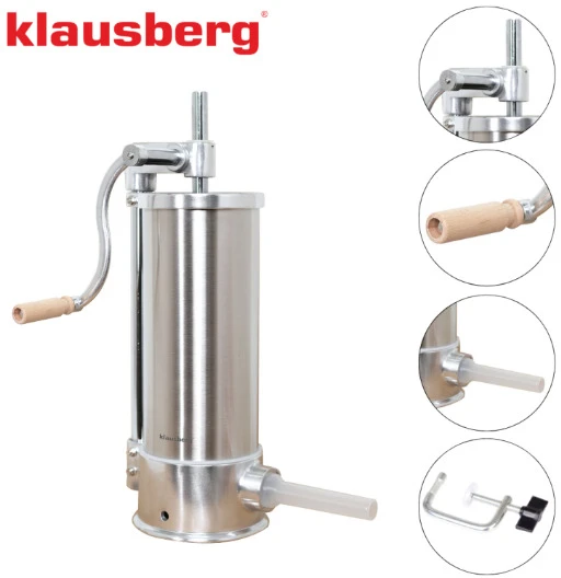 Virtuvinis kombainas Dešrų kimštuvas, talpa 5kg, vertikalus, nerūdijančio plieno, Klausberg, KB 7927