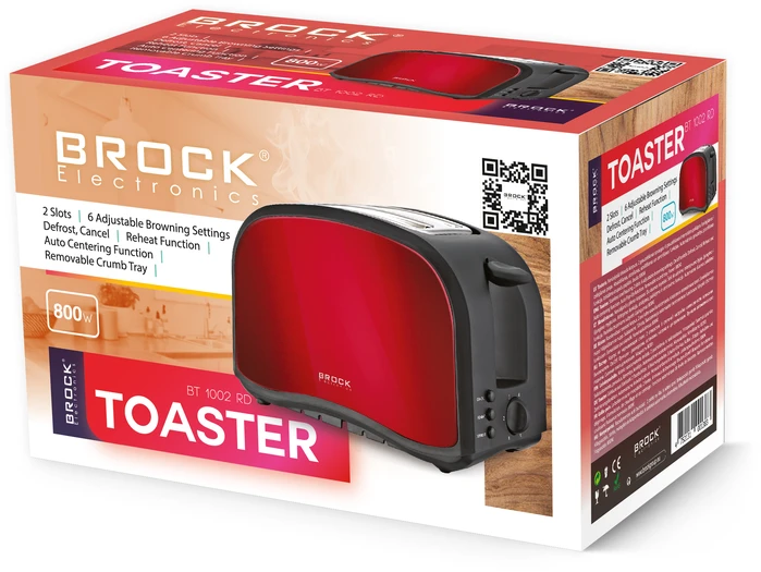 Didelis XL skrudintuvas BROCK BT 1002 RD, 800 W, raudonas
