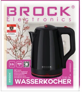Dvisienis virdulys BROCK WK 5518 BK 2.0L, 1500W