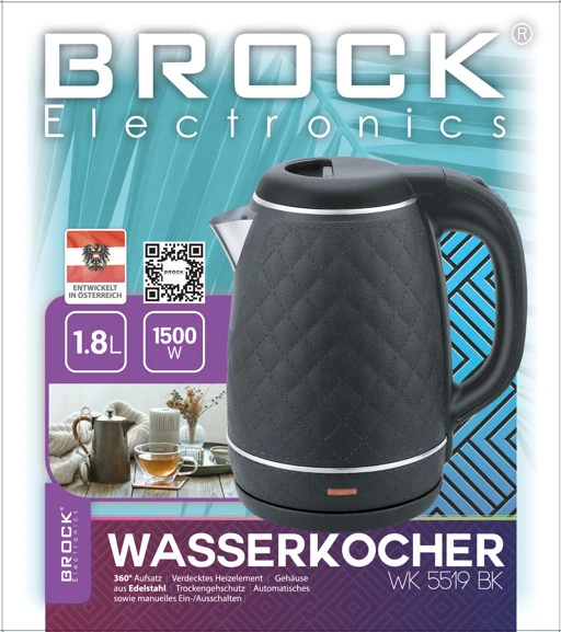 Dvisienis virdulys BROCK WK 5519 BK 1.8L, 1500W