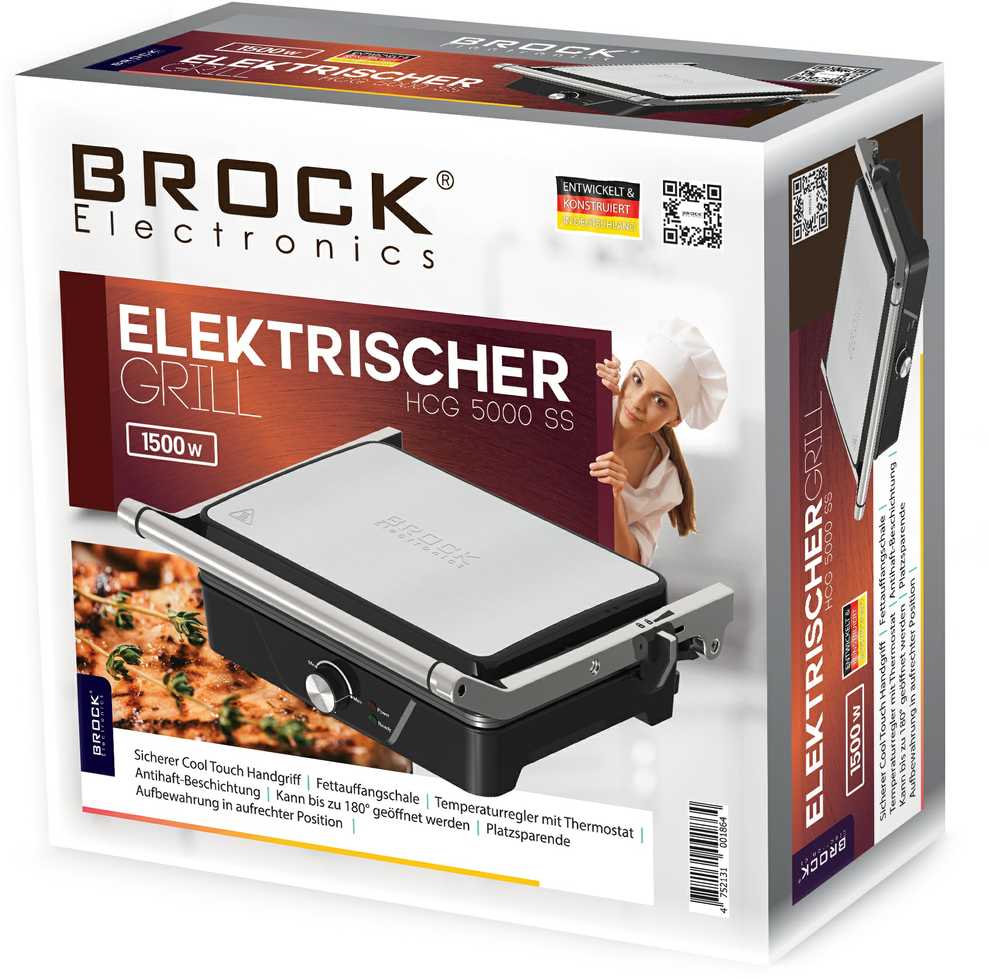 Sumuštinių keptuvas Elektros grilis Brock Elektros grilis BROCK HCG 5000 SS (HCG 5000 SS) - AGDBKGRE0001