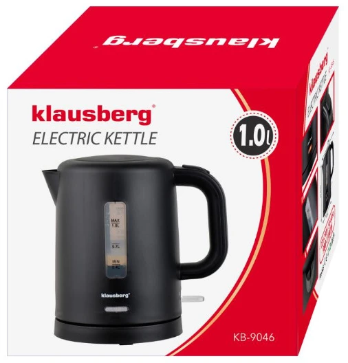 Elektrinis virdulys, turistinis, juoda, 1,0l, klausberg, kb-9046