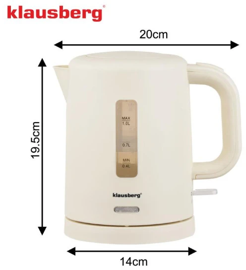 Elektrinis virdulys, turistinis, kreminė, 1,0l, klausberg, kb-9047