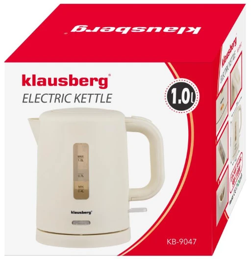 Elektrinis virdulys, turistinis, kreminė, 1,0l, klausberg, kb-9047