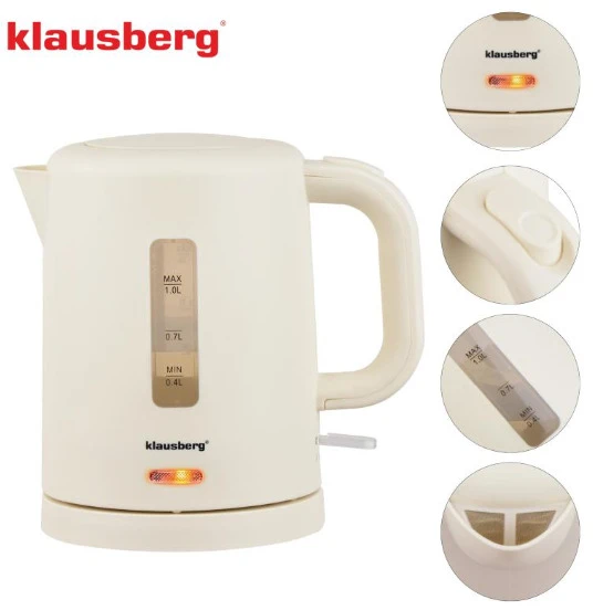 Elektrinis virdulys, turistinis, kreminė, 1,0l, klausberg, kb-9047