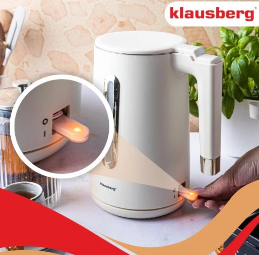 Virdulys, Elektrinis virdulys, 1,7 l, kreminės spalvos 304 plienas, klausberg KB-9004