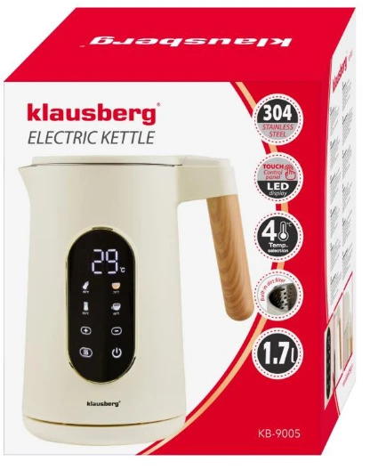 Virdulys, Elektrinis virdulys, 1,7 l, lietimui jautrus LED ekranas, temperatūros valdymas, Klausberg
